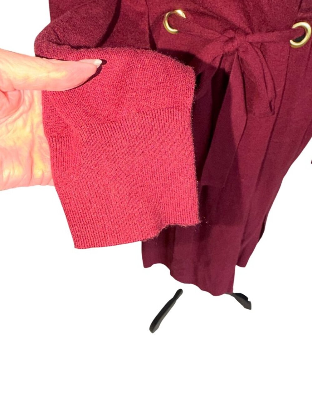 NWT Bold Elements Womens XL Burgundy Claret Long Cardigan Sweater Quiet Luxury - Picture 10 of 11